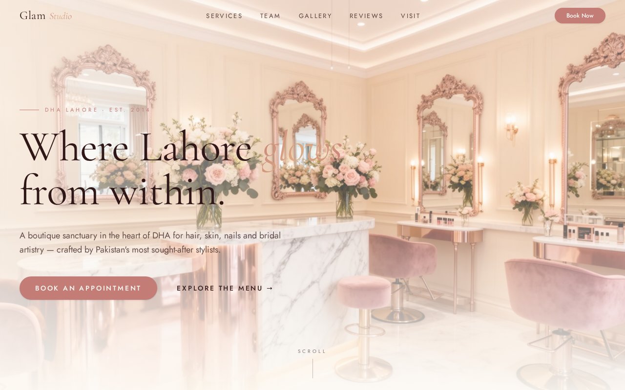 Glam Rose Studio website preview